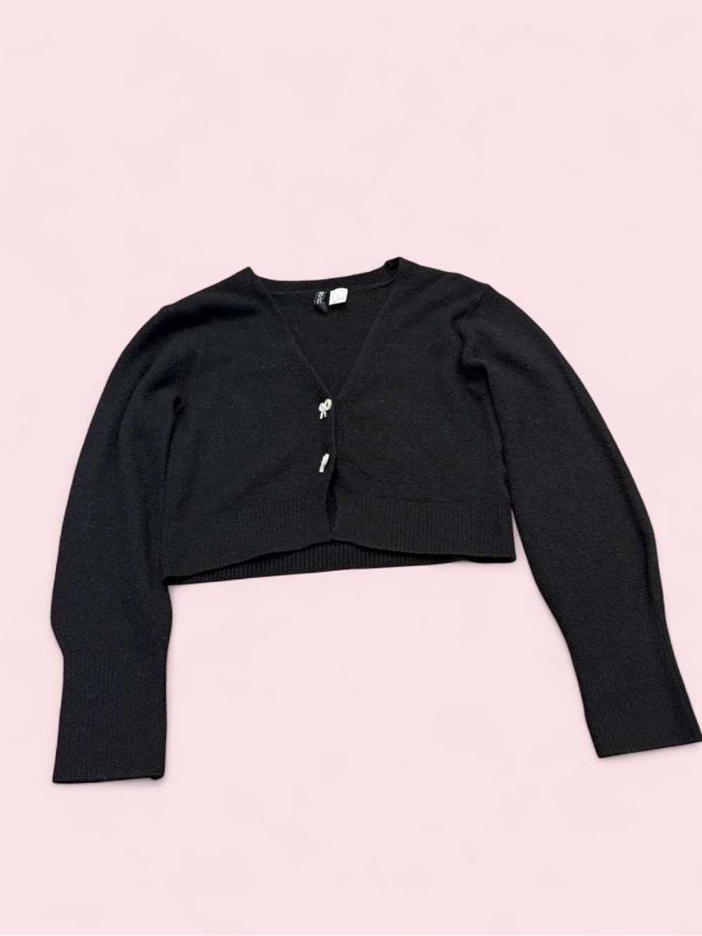 GAP Black Cropped V-Neck Button Cardigan